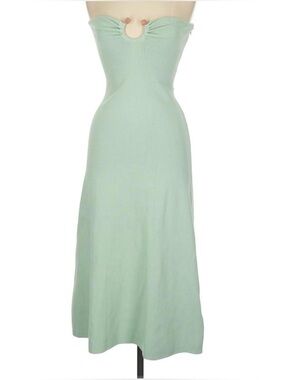 Zara Strapless Mint-Blue Ring-Accent Maxi Dress